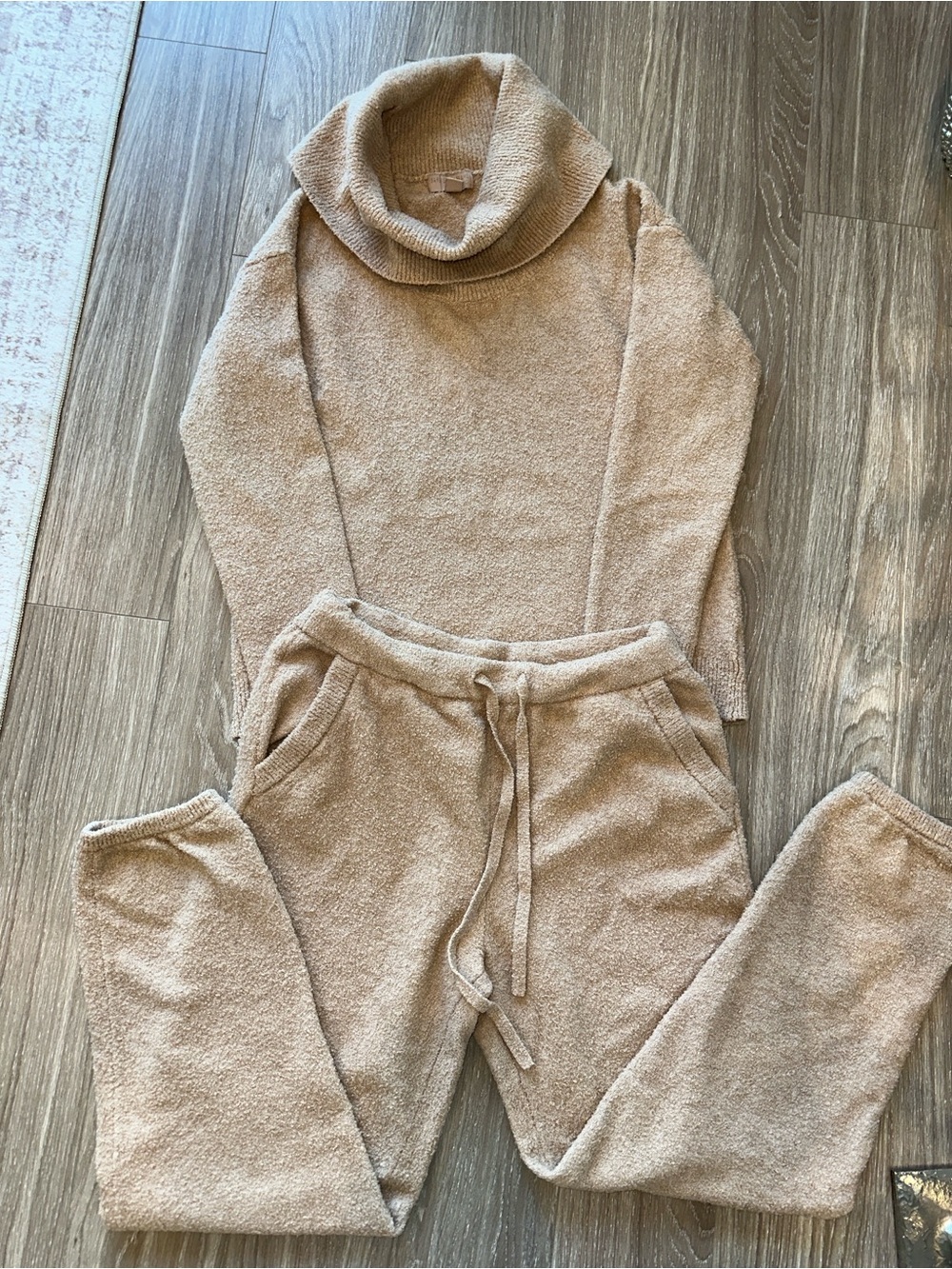 Barefoot Dreams Soft Cream Cowl Neck Sweater Set - Picture 5 of 11